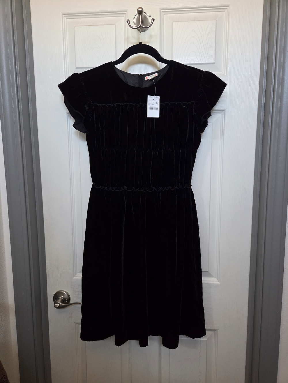 Crewcuts Black Velvet Short-Sleeve Dress Girls Party Special Occasion Dressy 16